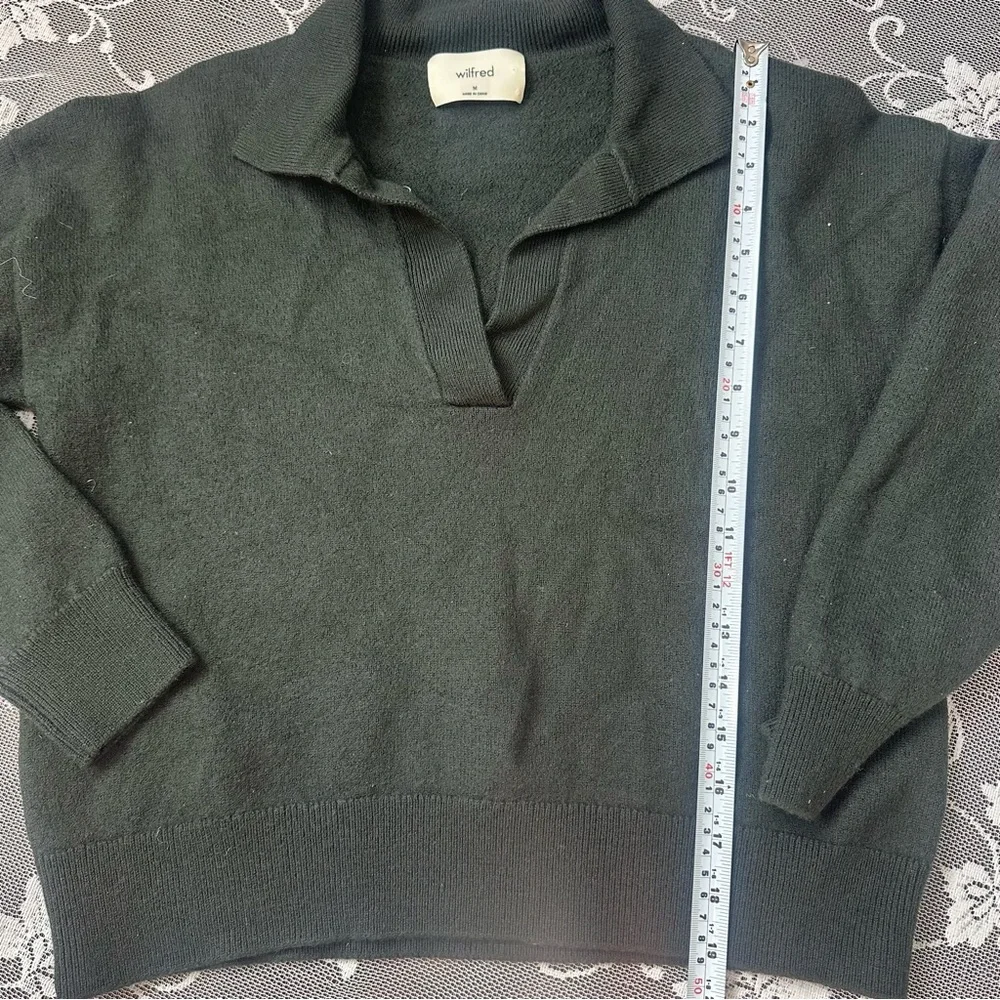 Aritzia Wilfred Clara Merino Wool Polo Sweater in Green Sz Med - Picture 6 of 7